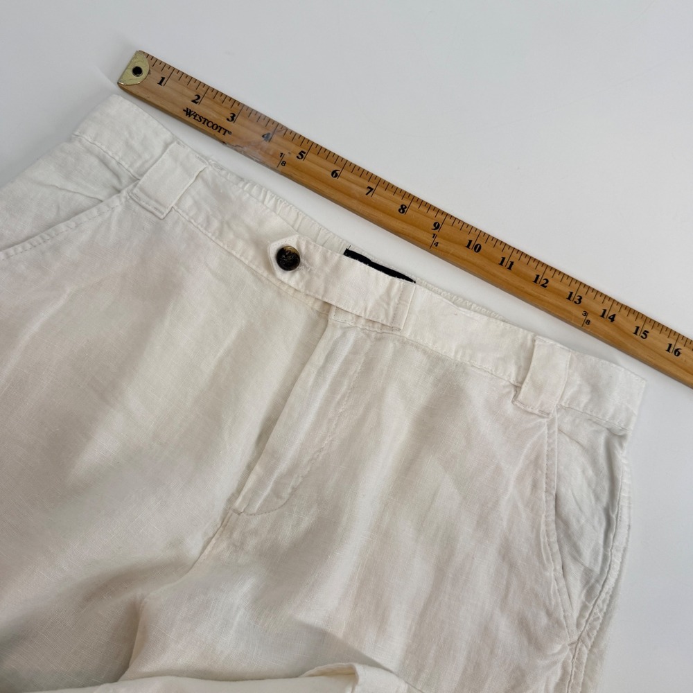 RACHEL Rachel Roy‎ Womens 100% Linen Cargo Pants Cream White Cropped Size L - Picture 5 of 11